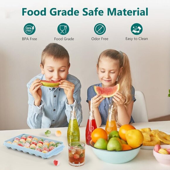 3 Pack Ice Trays for Freezer, 99 PCS Ice Cube Tray with Lid and Bin, Round Ice C - Picture 4 of 6